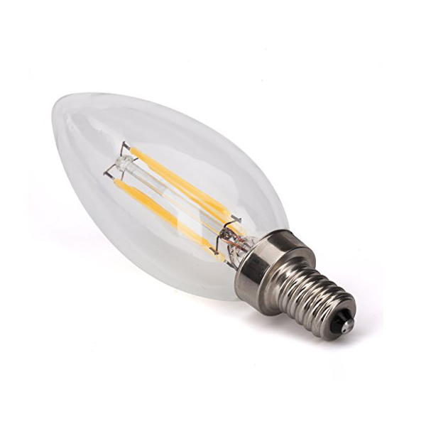 B10 LED Filament Bulb - 40 Watt Equivalent LED Candelabra Bulb w/ Blunt Tip - Dimmable - 350 Lumens
