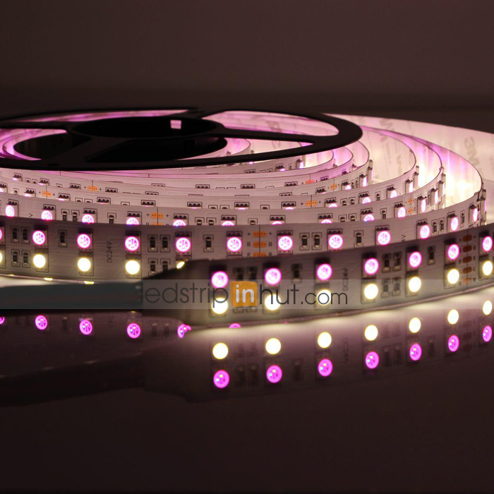 RGBW LED Strip Lights - Dual Row LED Tape Light w/ White and Multicolor LEDs 24V - 5m - 530 lm/ft - Non-Weatherproof(IP20)