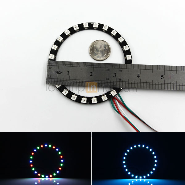 NeoPixel Ring 24 RGB LED with Integrated Drivers - 5V - 3 Chip RGB SMD LED 5050