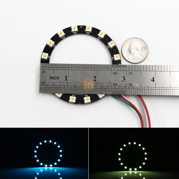 NeoPixel Ring 16 RGBW LED with Integrated Drivers - 5V - 4 Chip RGBW SMD LED 5050 - Warm White(3000K)