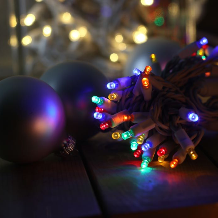 Wide Angle Multicolor LED Christmas String Lights - 25ft - 50 Mini 5mm Bulbs
