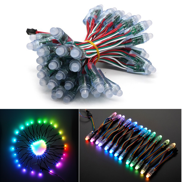 12mm Diffused Thin Digital RGB LED Pixels (Strand of 25) - WS2801