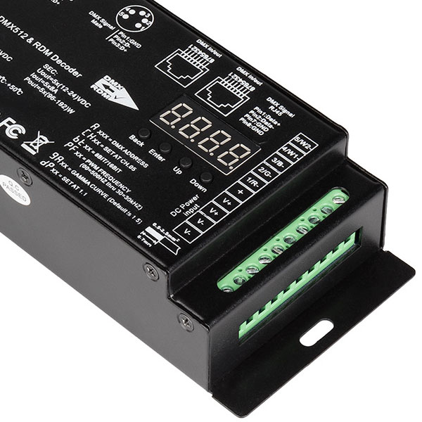 LED DMX 512 Decoder/RDM Controller - 8 Amp - 5 Channel - Digital Display