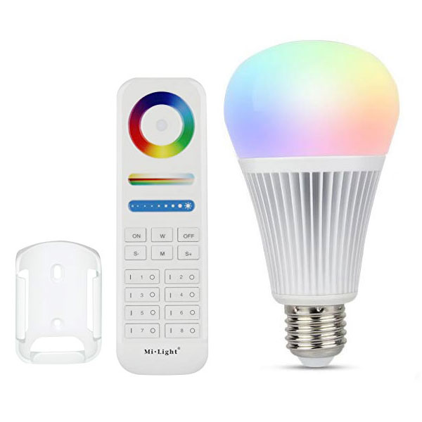 A19 MiLight RGB+Tunable White LED Bulb - 9-Watt (60-Watt Equivalent) - 850 Lumens - RF Remote Optional