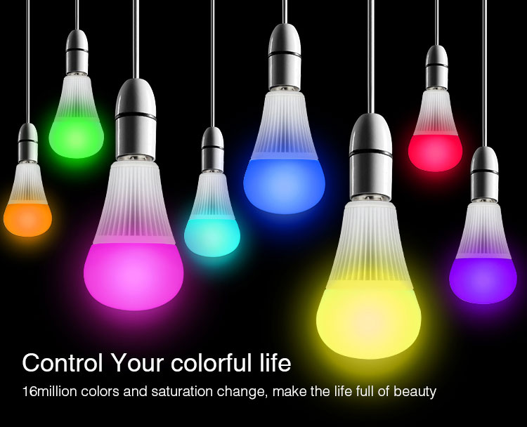 A19 MiLight Wi-Fi Smart LED Bulb - RGB+Tunable White - 9-Watt (60-Watt Equivalent) - 850 Lumens - Smartphone Compatible