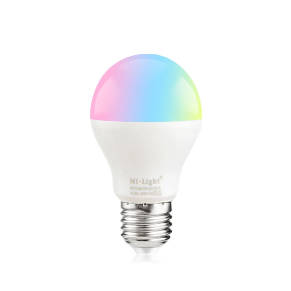 MiLight Smart E27 LED Bulb - RGB+Tunable White - 6-Watt (30-Watt Equivalent) - 550 Lumens - Smartphone Compatible