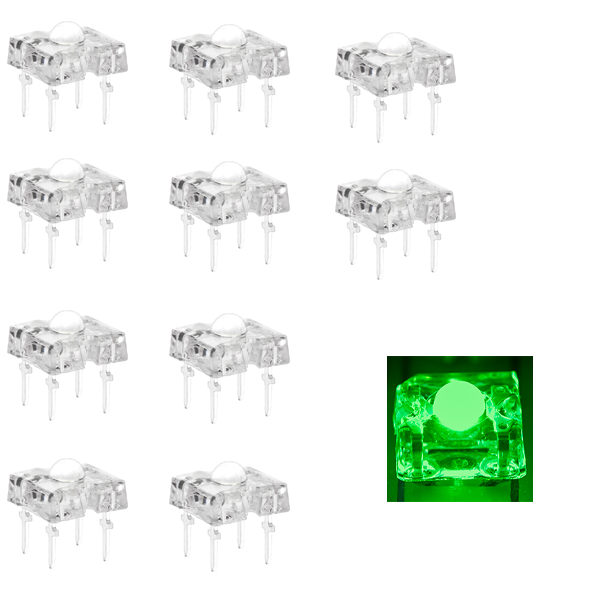 3mm Clear Green High Flux LED - 525 nm (10 pack)