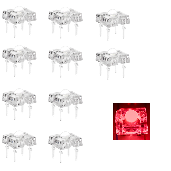 3mm Clear Red High Flux LED - 630 nm (10 pack)