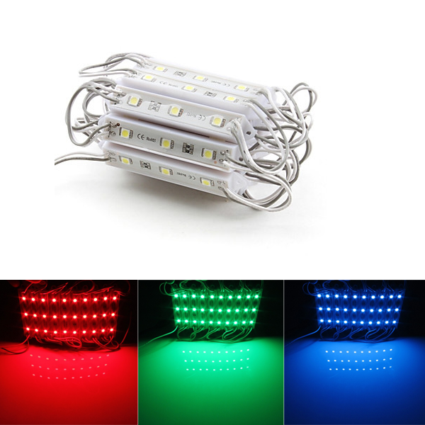 5050 SMD Single Color LED Module - Linear Sign Module w/ 3 SMD LEDs - 20 PCS