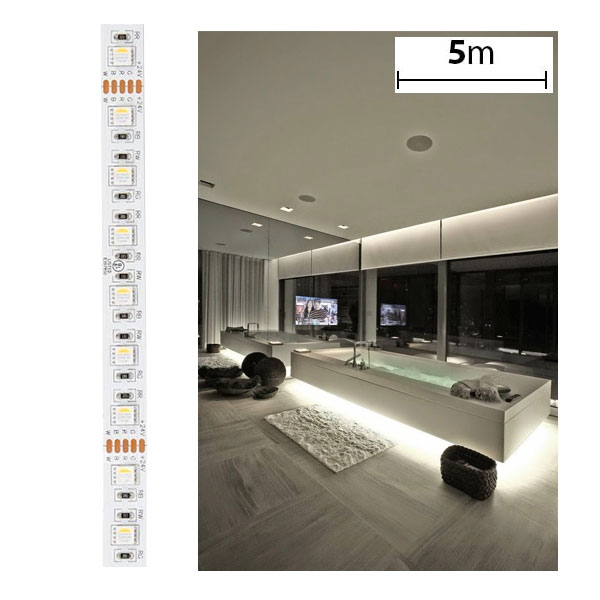 5050 RGBW LED Strip Light - Color-Changing LED Tape Light w/ White and Multicolor LEDs 24V - 4-in-1 Chip - 5m - 122 lm/ft - Non-Weatherproof(IP20)