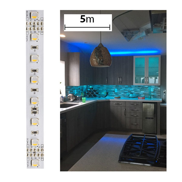 RGBW LED Strip Lights w/ White and Multicolor LEDs 24V - Advanced Color Blending - 5m - 366 lm/ft - Non-Weatherproof(IP20)