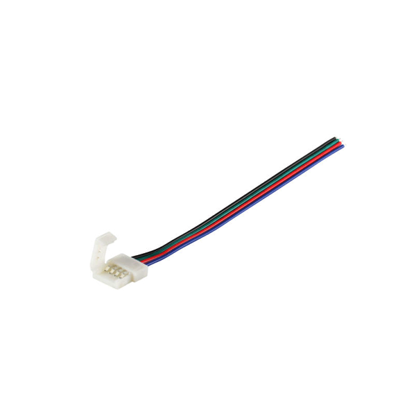 RGB 4 Pin 10mm LED Connector with Pigtail Flexible Light Strip Solderless Clamp