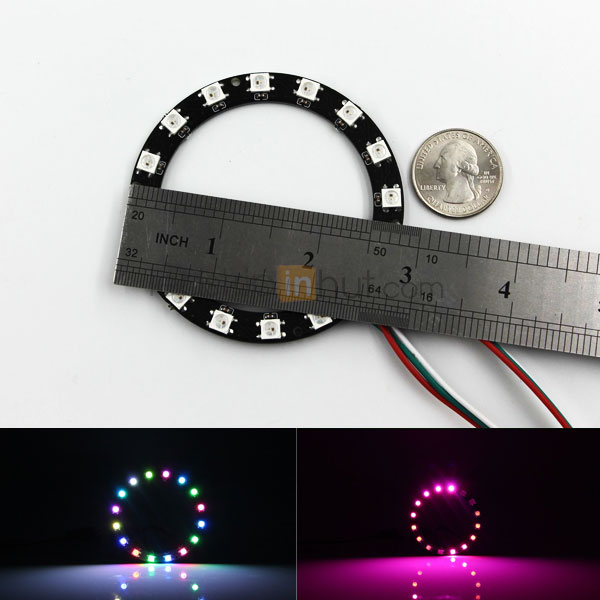 NeoPixel Ring 16 RGB LED with Integrated Drivers - 5V - 3 Chip RGB SMD LED 5050