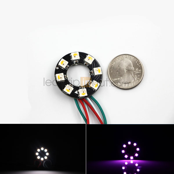 NeoPixel Ring 8 RGBW LED with Integrated Drivers - 5V - 4 Chip RGBW SMD LED 5050 - Warm White(3000K)