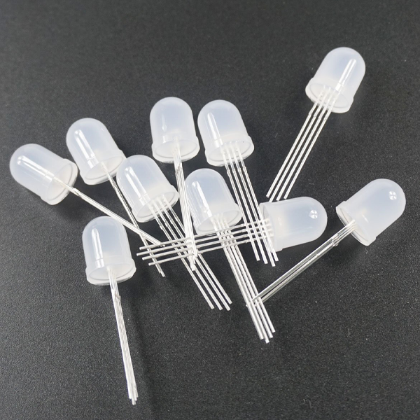 Diffused RGB (tri-color) 10mm LED (10 pack) - Common Anode