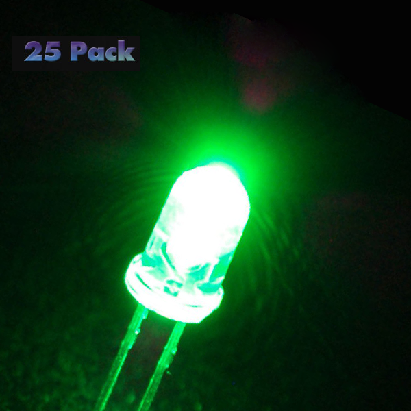 Super Bright Green 5mm LED (25 pack)