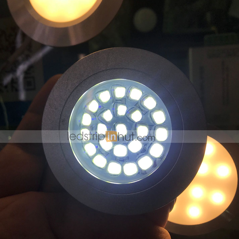 2W Recessed LED Puck Lights - 24 LED - 40 Watt Equivalent - Cool White 6500K