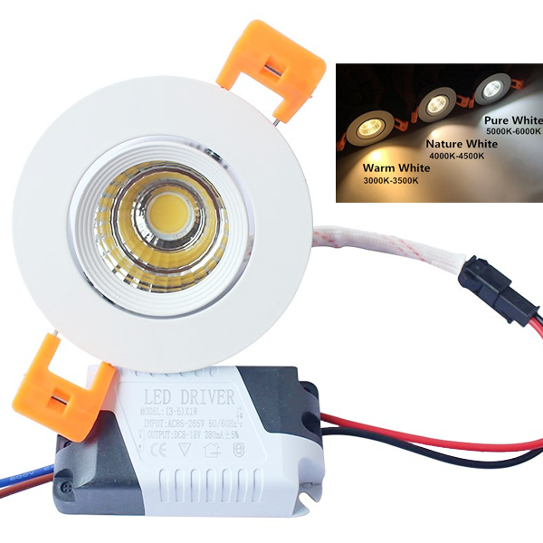 LED Recessed COB Downlight Fixture - 30 Watt Equivalent - 2.7"