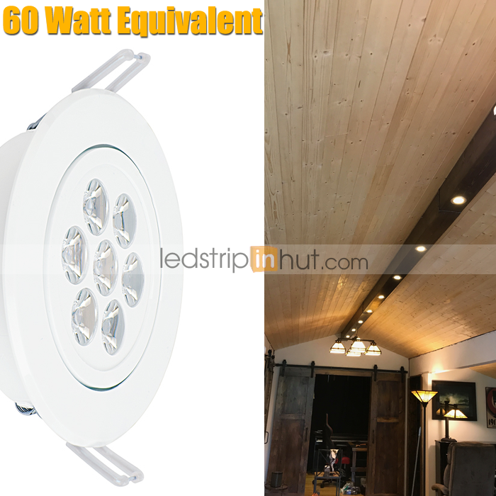 High Power 7W LED Recessed Downlight Fixture - Aimable - 60 Watt Equivalent - 680 Lumens