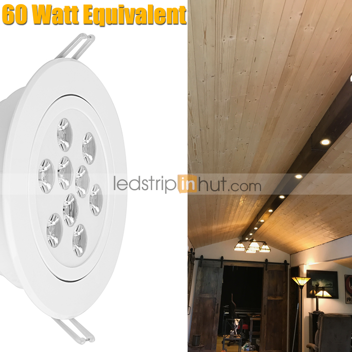 High Power 9W LED Recessed Downlight Fixture - Aimable - 60 Watt Equivalent - 920 Lumens