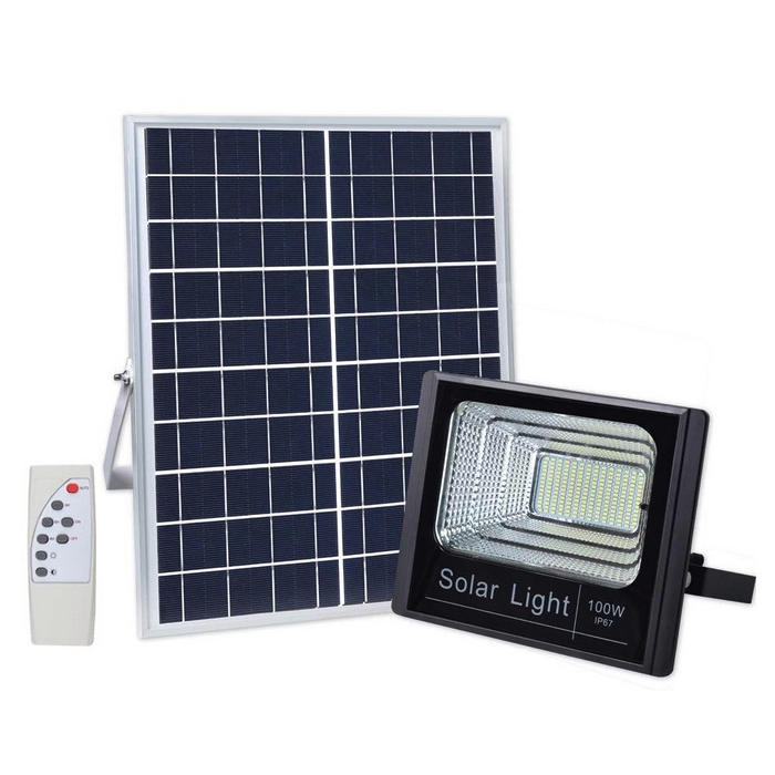 100Watt Dusk to Dawn Solar Powered Light Control Garden LED Floodlight - Waterproof IP67 for Outdoor Use