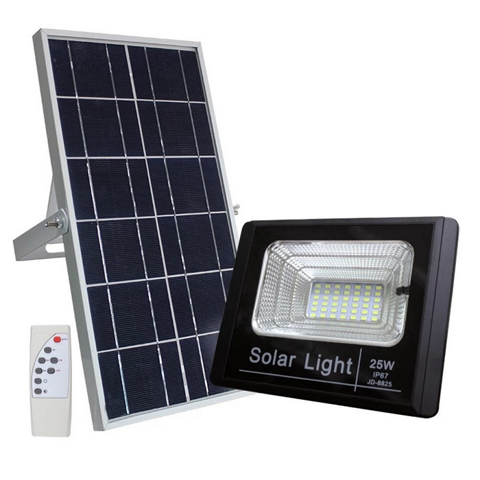 25Watt Dusk to Dawn Solar Powered Light Control Garden LED Floodlight - Waterproof IP67 for Outdoor Use