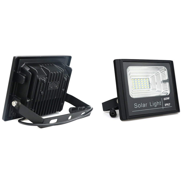 60Watt Dusk to Dawn Solar Powered Light Control Garden LED Floodlight - Waterproof IP67 for Outdoor Use
