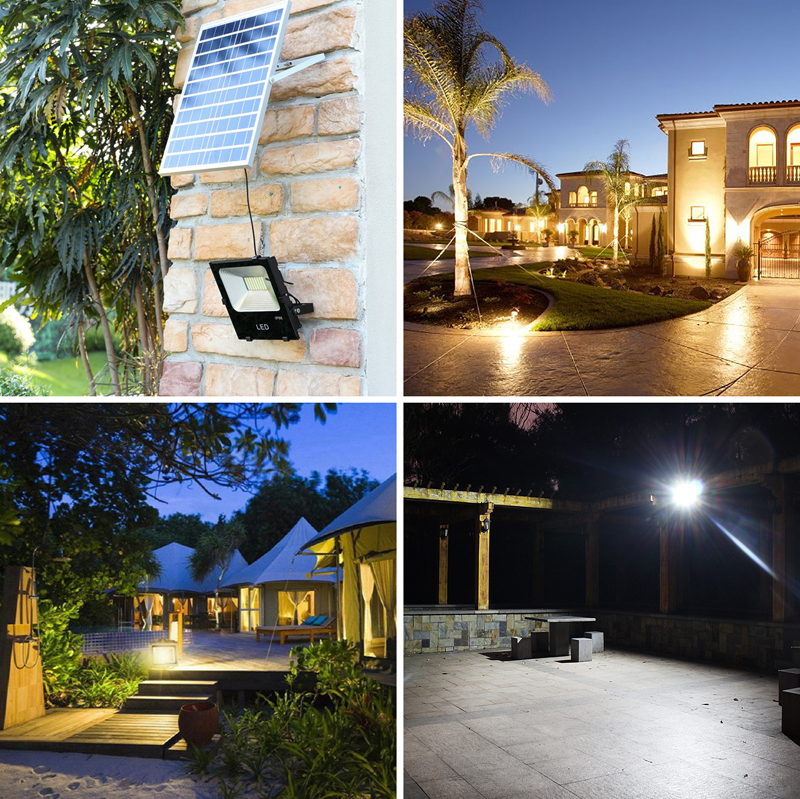60Watt Dusk to Dawn Solar Powered Light Control Garden LED Floodlight - Waterproof IP67 for Outdoor Use