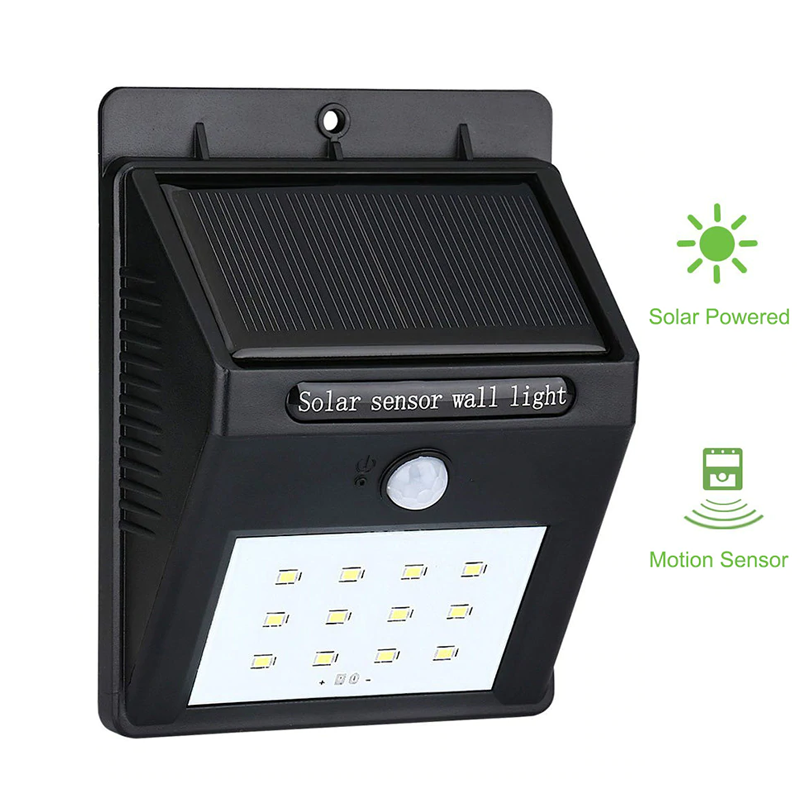 Solar Power PIR Motion Sensor Wall Light Waterproof Garden Lamp - 12 LED lights 1200mAh Battery