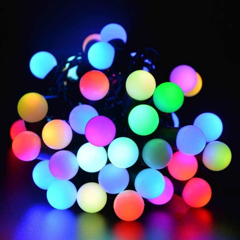 LED String Lights - RGB Multicolor Cotton Ball Globe String Lights - 16 ft. - 50 Bulbs