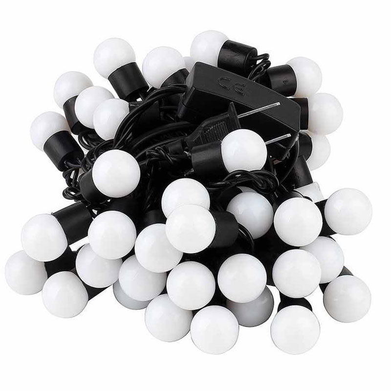 LED String Lights - RGB Multicolor Cotton Ball Globe String Lights - 16 ft. - 50 Bulbs