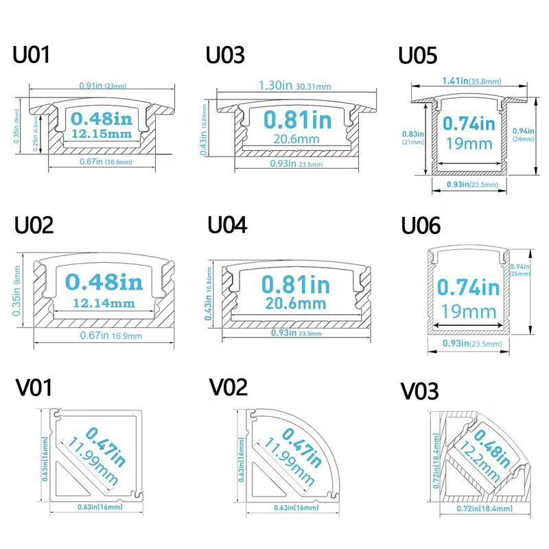 Low Profile Surface Mount LED Profile Housing for LED Strip Lights - U04-K Series