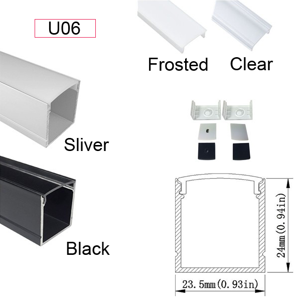 Deep Surface Mount Aluminum Profile Housing for LED Strip Lights - U06-K Series - Click Image to Close